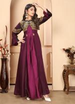 Triva Silk Wine Party Wear Embroidery Work Readymade Gown